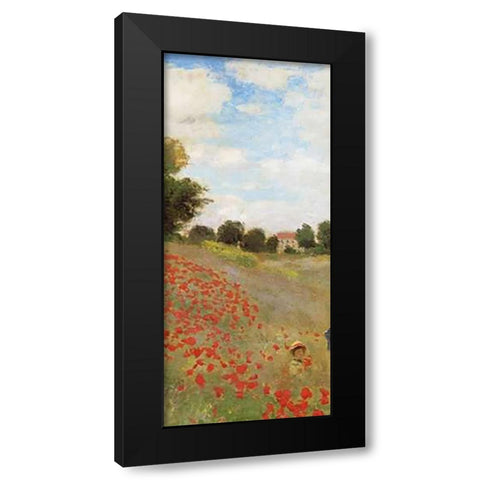 Field Of Poppies (Les Coquelicots) 1873 (center) Black Modern Wood Framed Art Print with Double Matting by Monet, Claude