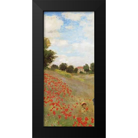 Field Of Poppies (Les Coquelicots) 1873 (center) Black Modern Wood Framed Art Print by Monet, Claude