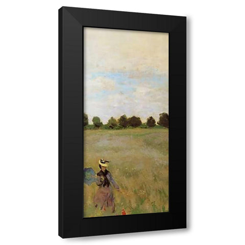 Field Of Poppies (Les Coquelicots) 1873 (right) Black Modern Wood Framed Art Print with Double Matting by Monet, Claude