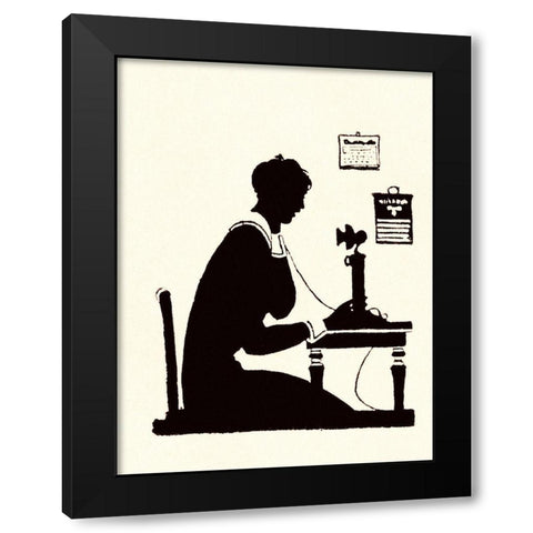 Homemaker Makes a Phone Call Black Modern Wood Framed Art Print with Double Matting by Parrish, Maxfield