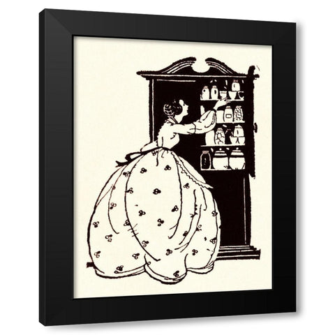 Homemaker Pulls China From Vitrine Black Modern Wood Framed Art Print with Double Matting by Parrish, Maxfield