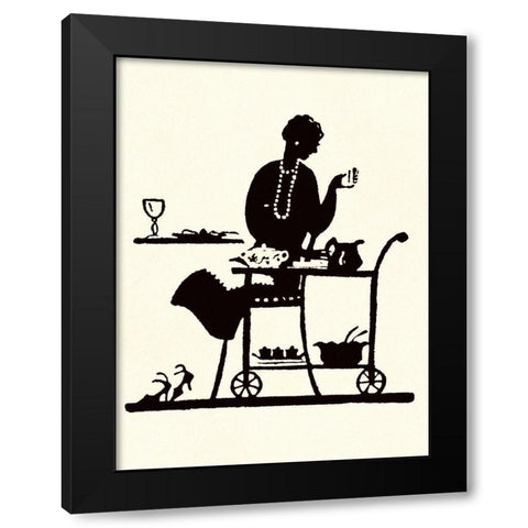 Homemaker Takes Items From a Serving Cart Black Modern Wood Framed Art Print by Parrish, Maxfield