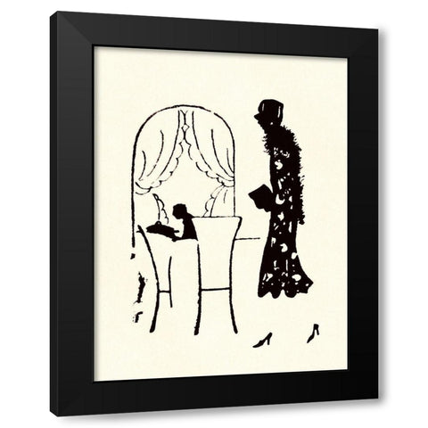 Dressed Woman Walks Into a Restaurant Black Modern Wood Framed Art Print with Double Matting by Parrish, Maxfield