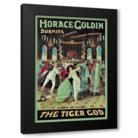 Magicians: Horace Goldin, Magician: The Tiger God Black Modern Wood Framed Art Print with Double Matting by Strobridge