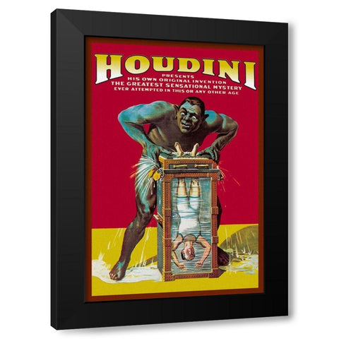 Magicians: Houdini Black Modern Wood Framed Art Print with Double Matting by Strobridge