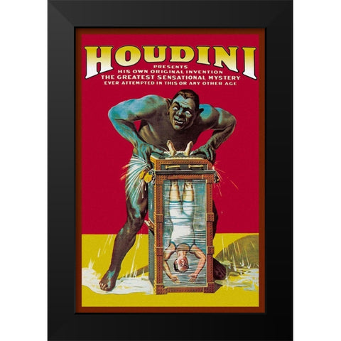 Magicians: Houdini Black Modern Wood Framed Art Print by Strobridge
