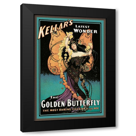 Magicians: Golden Butterfly: Kellars Latest Wonder Black Modern Wood Framed Art Print with Double Matting by Strobridge