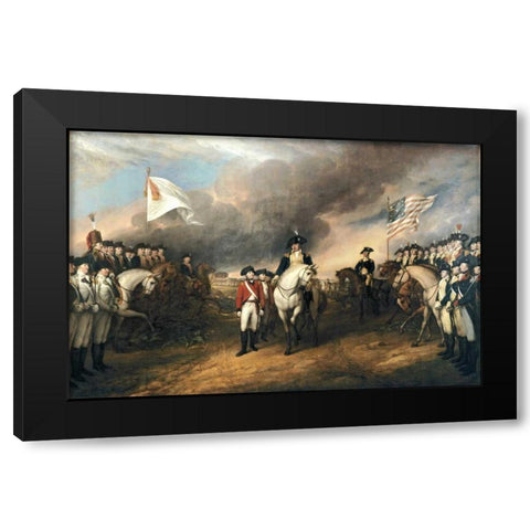 Surrender of Lord Cornwallis Black Modern Wood Framed Art Print by Trumbull, John