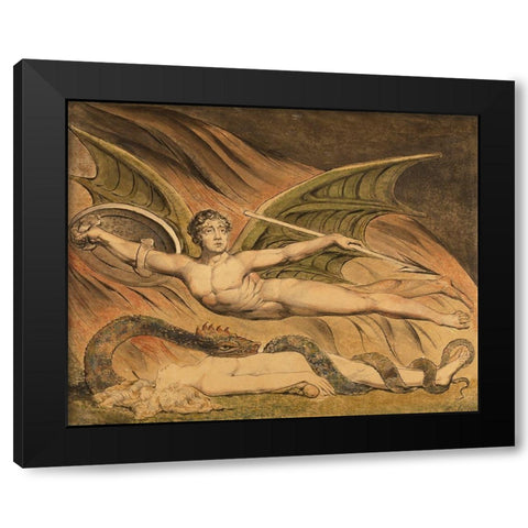 Satan Exulting over Eve Black Modern Wood Framed Art Print by Blake, William