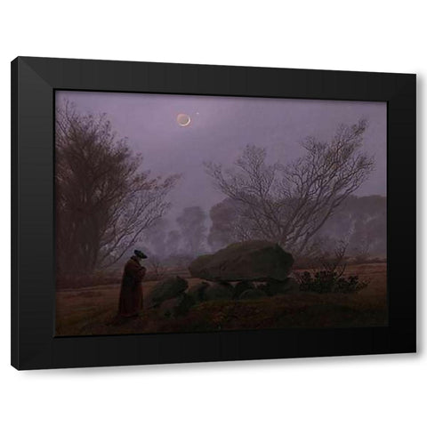 A Walk at Dusk Black Modern Wood Framed Art Print with Double Matting by Friedrich, Caspar David