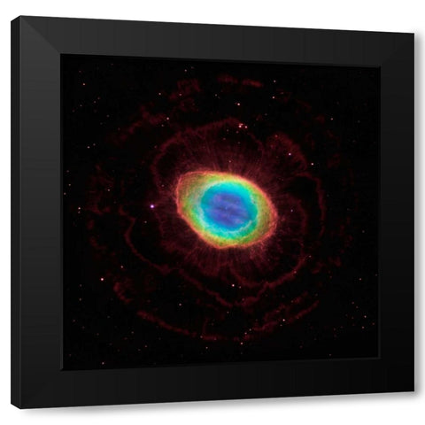Hubble Reveals the Ring Nebulas True Shape Black Modern Wood Framed Art Print by NASA