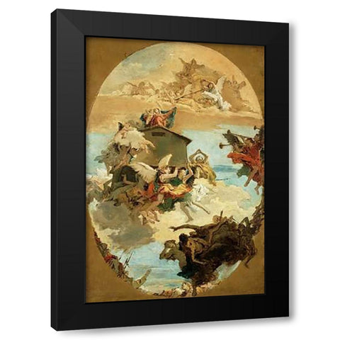 The Miracle of the Holy House of Loreto Black Modern Wood Framed Art Print by Tiepolo, Giovanni Battista