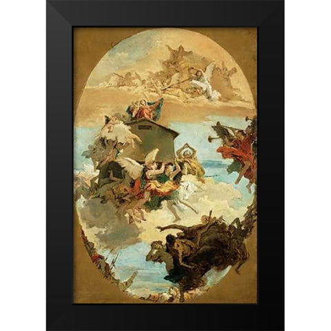 The Miracle of the Holy House of Loreto Black Modern Wood Framed Art Print by Tiepolo, Giovanni Battista