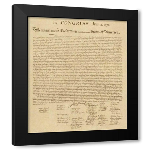 U.S. Declaration of Independence - Decorative Sepia Black Modern Wood Framed Art Print with Double Matting by US Government