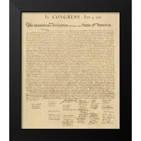 U.S. Declaration of Independence - Decorative Sepia Black Modern Wood Framed Art Print by US Government
