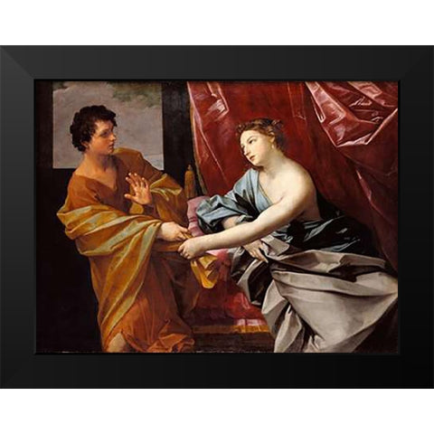 Joseph and Potiphars Wife Black Modern Wood Framed Art Print by Reni, Guido