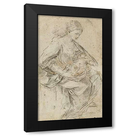Turbaned Woman Black Modern Wood Framed Art Print with Double Matting by Reni, Guido