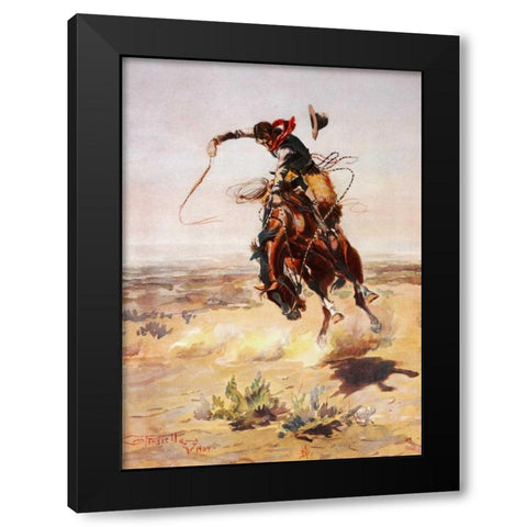A Bad Hoss, 1904 Black Modern Wood Framed Art Print by Russell, Charles M.