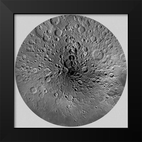 Unmarked Map of the Moon, North Pole Black Modern Wood Framed Art Print by US Geological Survey
