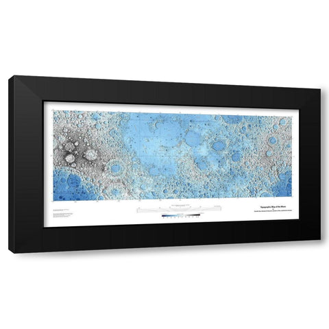 Decorative Topographic Map of the Moon, Projection Black Modern Wood Framed Art Print by United States Geological Survey