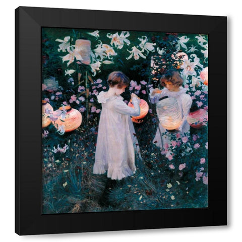 Carnation, Lily, Lily, Rose, 1885 Black Modern Wood Framed Art Print with Double Matting by Sargent, John Singer