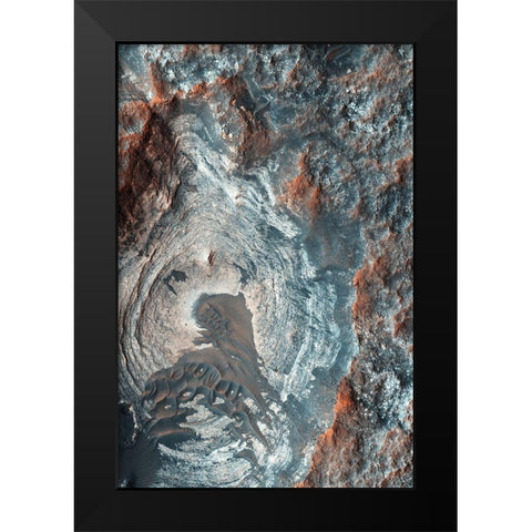 Mars HiRISE - Surface Layers and Dark Dunes Black Modern Wood Framed Art Print by NASA