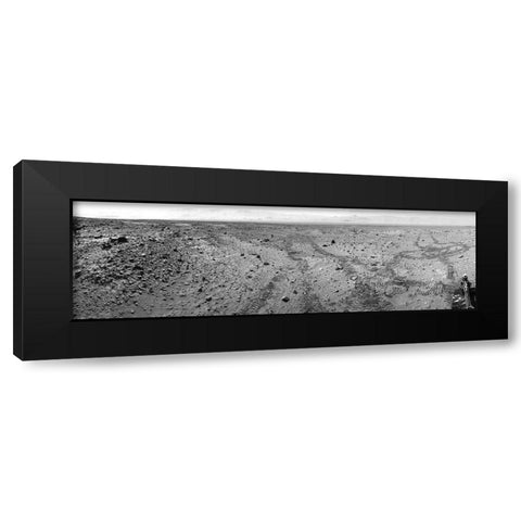 Mars Gale Crater with Tire Tracks - Panoramic Mosaic, August 15, 2014 Black Modern Wood Framed Art Print by NASA