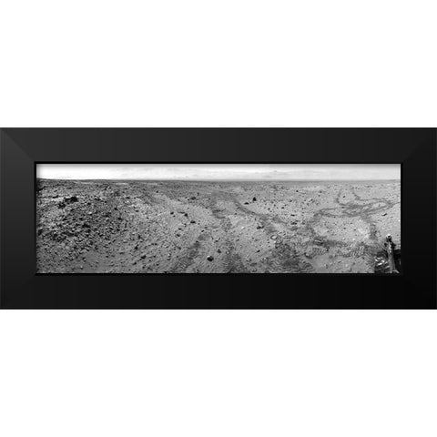 Mars Gale Crater with Tire Tracks - Panoramic Mosaic, August 15, 2014 Black Modern Wood Framed Art Print by NASA