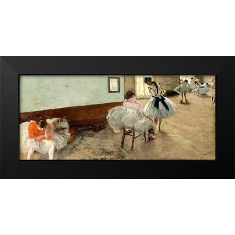 The Dance Lesson, c. 1879 Black Modern Wood Framed Art Print by Degas, Edgar
