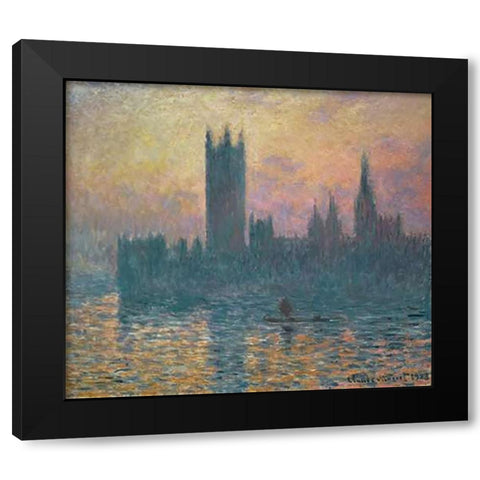 The Houses of Parliament, Sunset, 1903 Black Modern Wood Framed Art Print with Double Matting by Monet, Claude