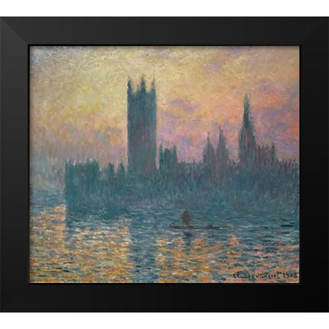 The Houses of Parliament, Sunset, 1903 Black Modern Wood Framed Art Print by Monet, Claude