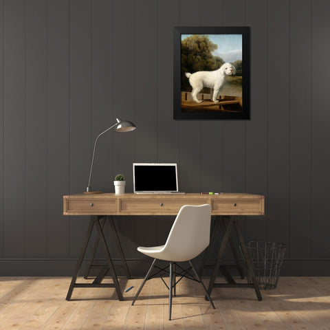 White Poodle in a Punt, c. 1780 Black Modern Wood Framed Art Print by Stubbs, George