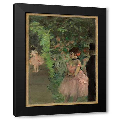 Dancers Backstage, 1876/1883 Black Modern Wood Framed Art Print with Double Matting by Degas, Edgar