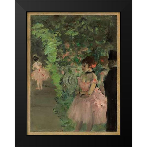 Dancers Backstage, 1876/1883 Black Modern Wood Framed Art Print by Degas, Edgar