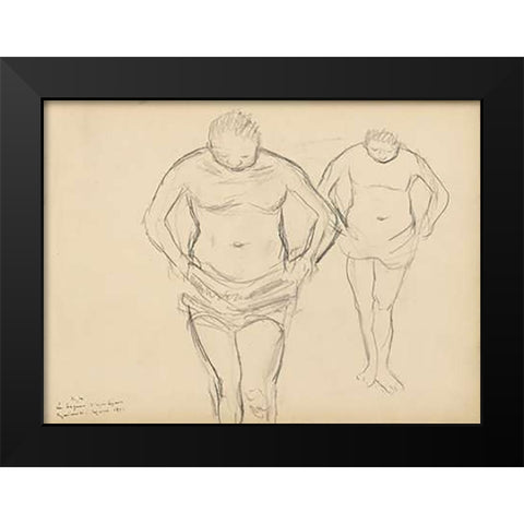 Copies of Cezannes Bathers Black Modern Wood Framed Art Print by Degas, Edgar