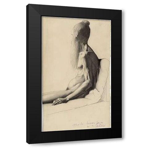 An Indian Man Black Modern Wood Framed Art Print by Seurat, Georges