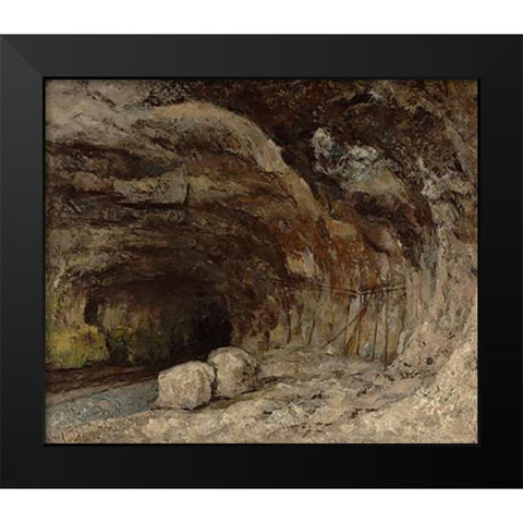 Grotto of Sarrazine near Nans-sous-Sainte-Anne Black Modern Wood Framed Art Print by Courbet, Gustave