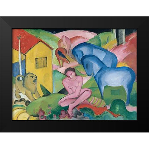 The Dream, 1912 Black Modern Wood Framed Art Print by Marc, Franz
