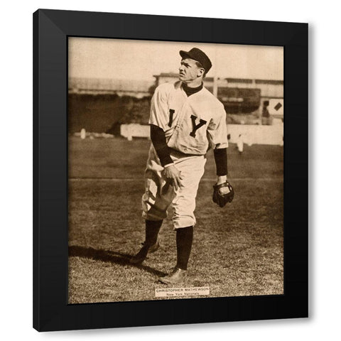 Christopher Mathewson, New York Nationals, 1880 Black Modern Wood Framed Art Print with Double Matting by Leopold Morse Goulston Baseball Collection,