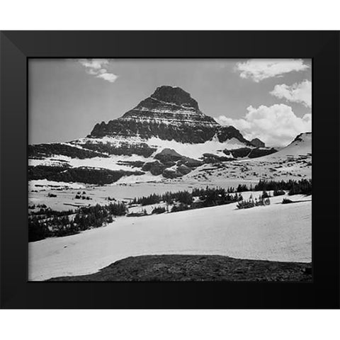 View from Logan Pass, Glacier National Park, Montana - National Parks and Monuments, 1941 Black Modern Wood Framed Art Print by Adams, Ansel