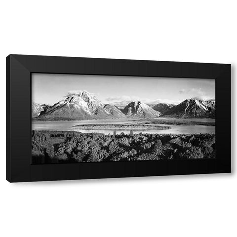 Mt. Moran and Jackson Lake from Signal Hill, Grand Teton National Park, Wyoming, 1941 Black Modern Wood Framed Art Print by Adams, Ansel