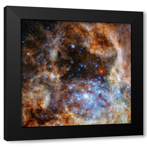 Star Cluster R136 Black Modern Wood Framed Art Print with Double Matting by NASA