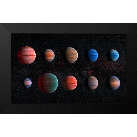 Artist Impression of Hot Jupiter Exoplanets - Unannotated Black Modern Wood Framed Art Print by NASA, ESA,