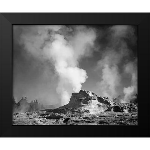 Castle Geyser Cove, Yellowstone National Park, Wyoming, ca. 1941-1942 Black Modern Wood Framed Art Print by Adams, Ansel