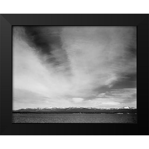 Wider strip of mountains, Yellowstone Lake, Yellowstone National Park, Wyoming, ca. 1941-1942 Black Modern Wood Framed Art Print by Adams, Ansel