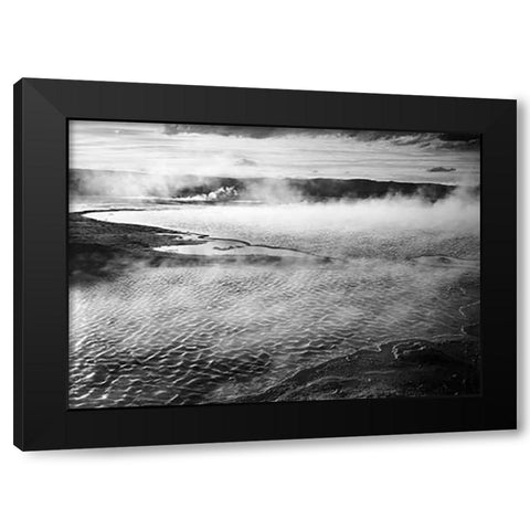 Surface of water presents a different texture in Fountain Geyser Pool, Yellowstone National Park, Wy Black Modern Wood Framed Art Print with Double Matting by Adams, Ansel