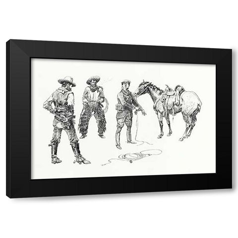 The Initiation of the Tenderfoot, 1899 Black Modern Wood Framed Art Print by Russell, Charles