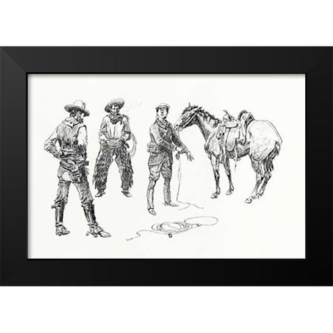 The Initiation of the Tenderfoot, 1899 Black Modern Wood Framed Art Print by Russell, Charles