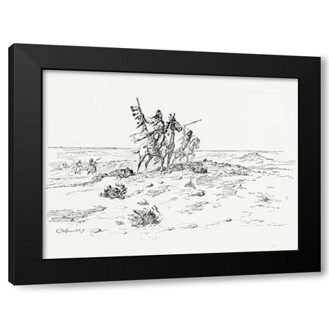 The Indian of the Plains as he was, 1899 Black Modern Wood Framed Art Print with Double Matting by Russell, Charles