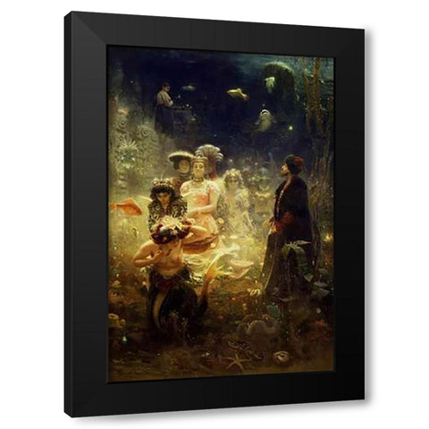 Sadko - Undersea Black Modern Wood Framed Art Print with Double Matting by Repin, Ilya
